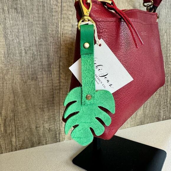Monstera Leather Bag Charm Leather Purse Keychain NEW FAST SHIP - Picture 4 of 6